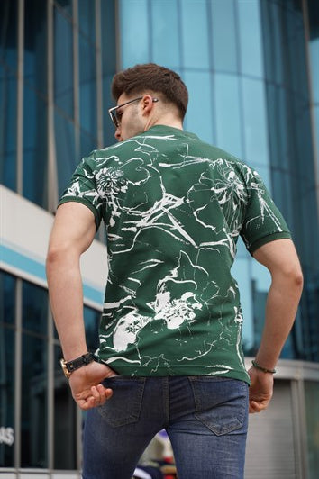 MDX Green Patterned Polo Neck Men's T-shirt - Böblingen