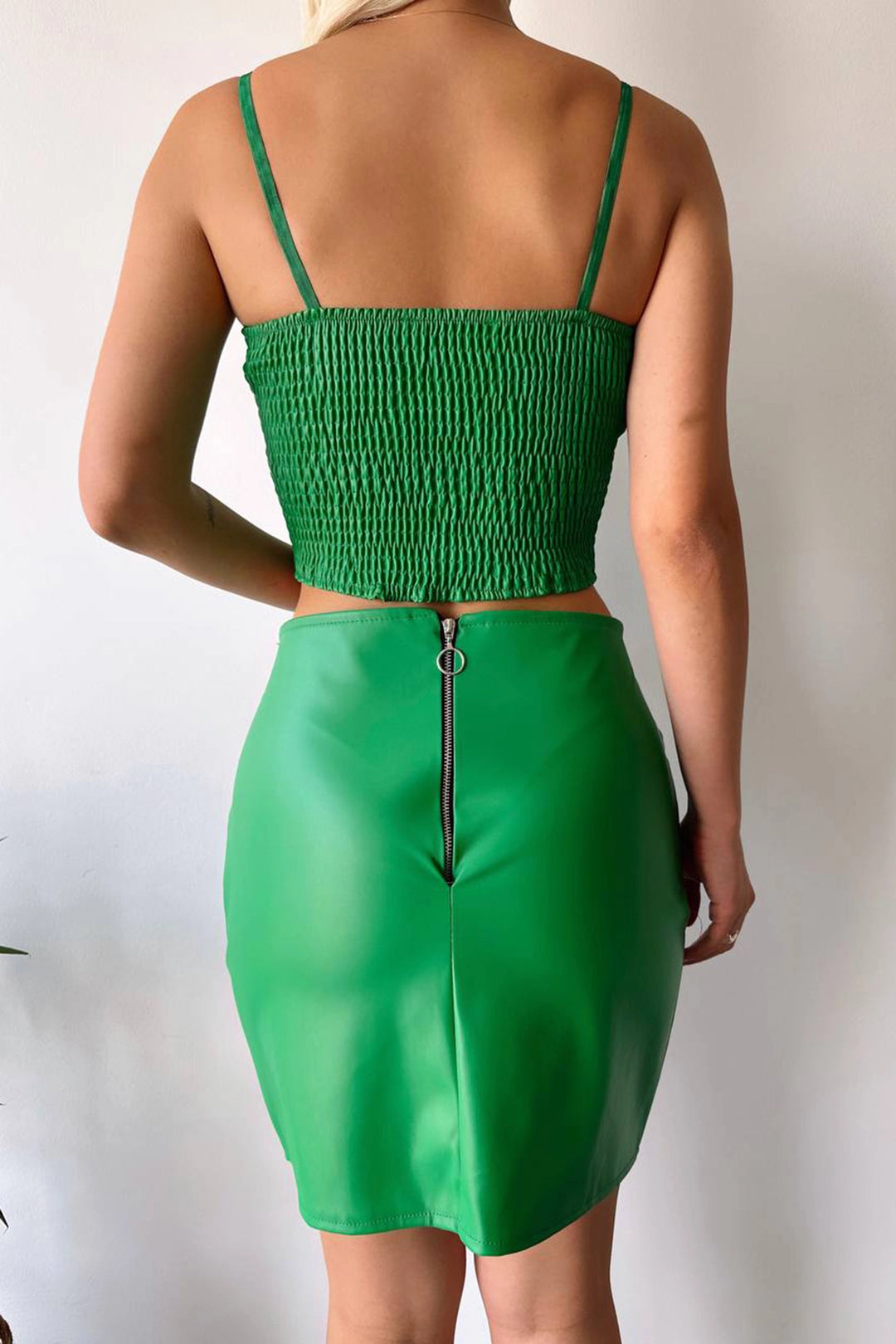 Green Draped Leather Skirt BC231013 - Grimbergen