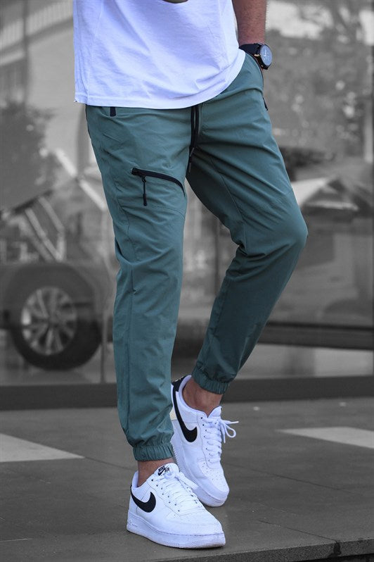 MDX Mint Green Parachute Jogger Pants with Zipper Detail - South San Francisco