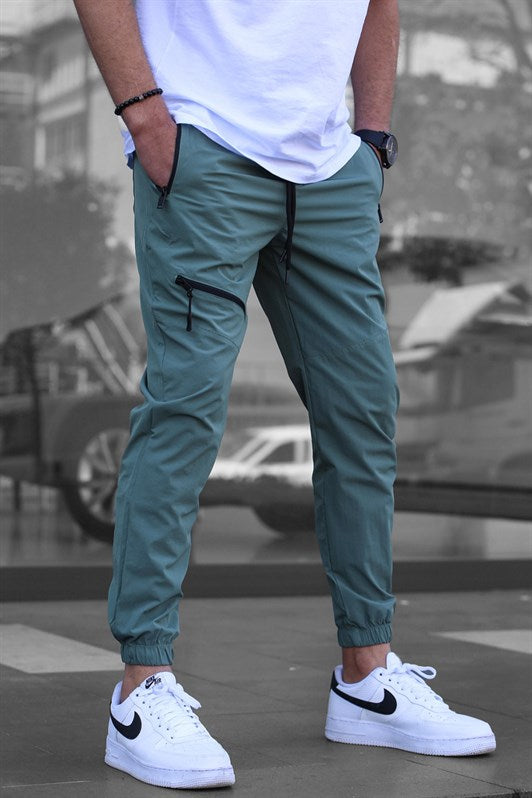 MDX Mint Green Parachute Jogger Pants with Zipper Detail - South San Francisco