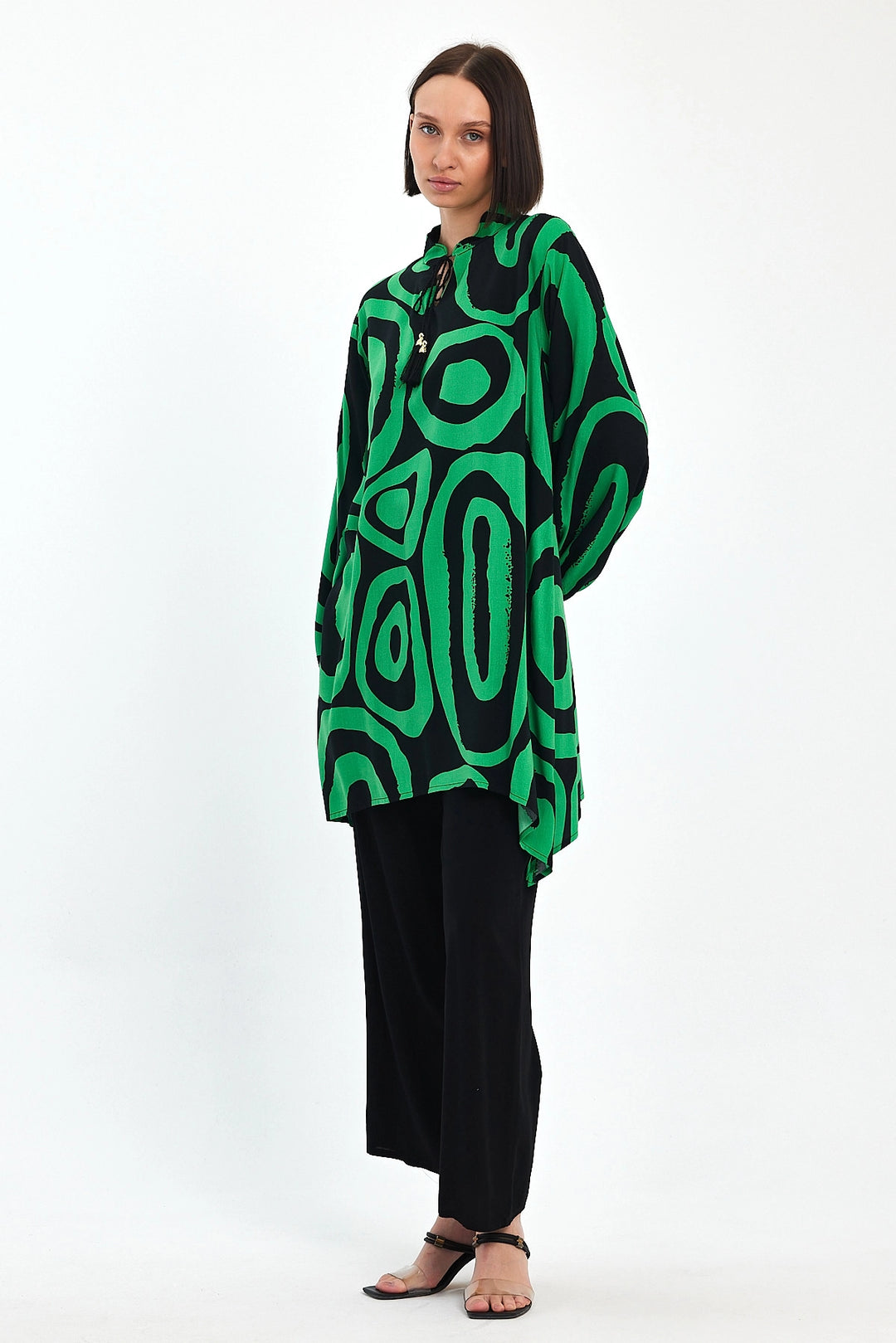 Maxi Boy Green Geometric Patterned Pants and Long Tunic Set BCVL-241017 - Vicenza