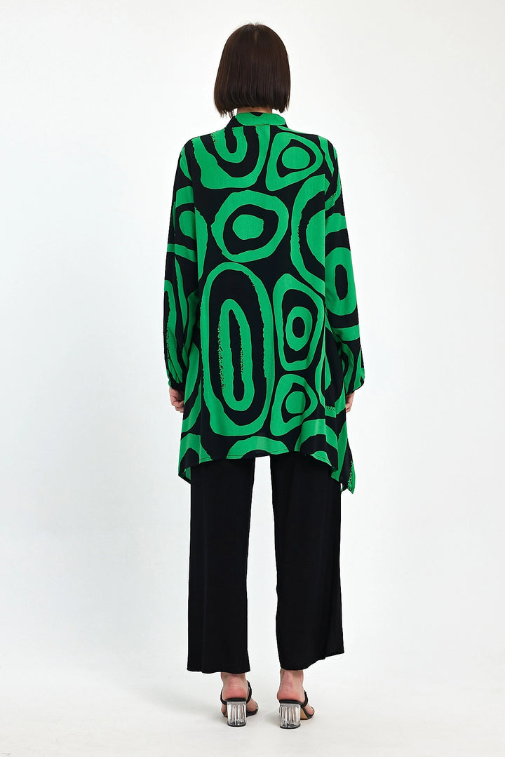 Maxi Boy Green Geometric Patterned Pants and Long Tunic Set BCVL-241017 - Vicenza