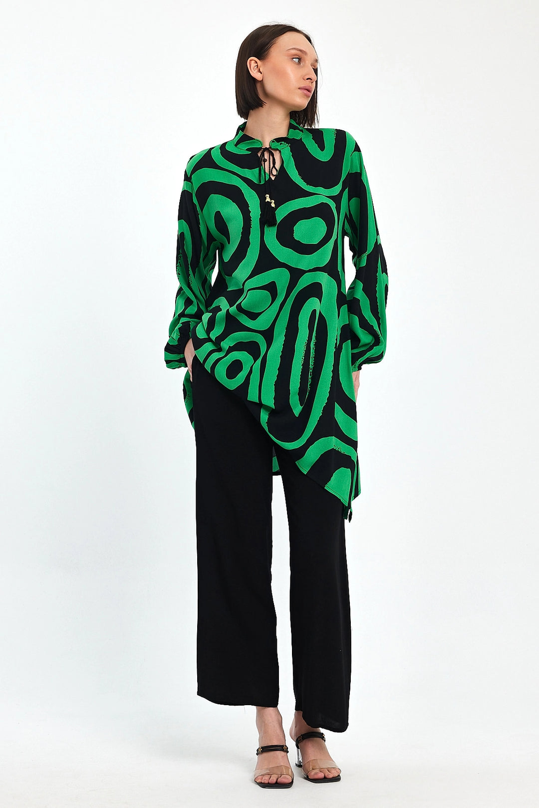Maxi Boy Green Geometric Patterned Pants and Long Tunic Set BCVL-241017 - Vicenza