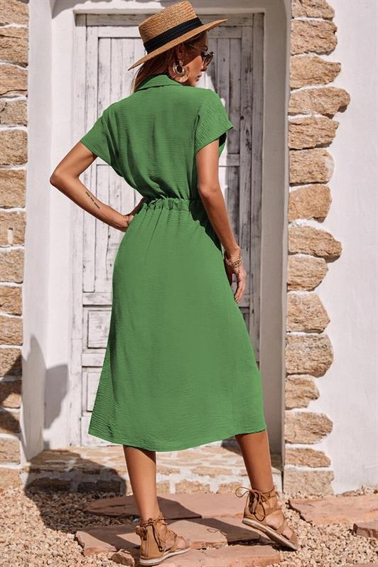 MDX Green Shirt Collar Long Dress MG1743 - Townsville