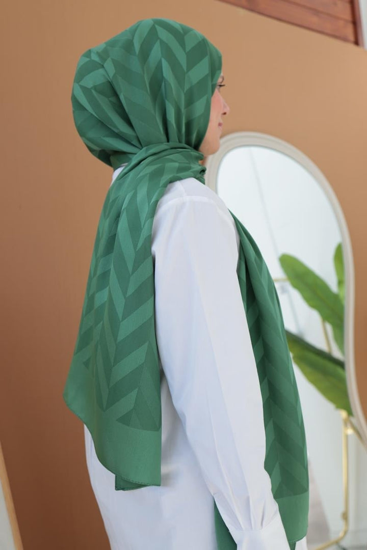 TLD Women Allday Green Silky Herringbone Jacquard Shawl - Milan