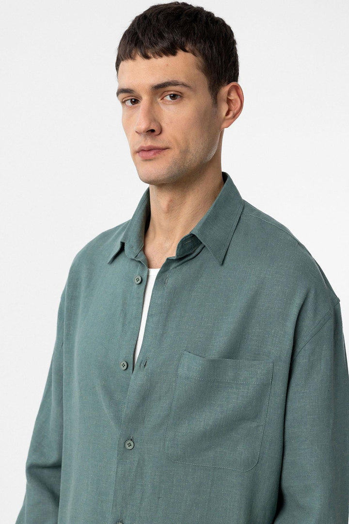ANT Antioch Green Linen Blend Relax Fit Men's Shirt - El Cajon