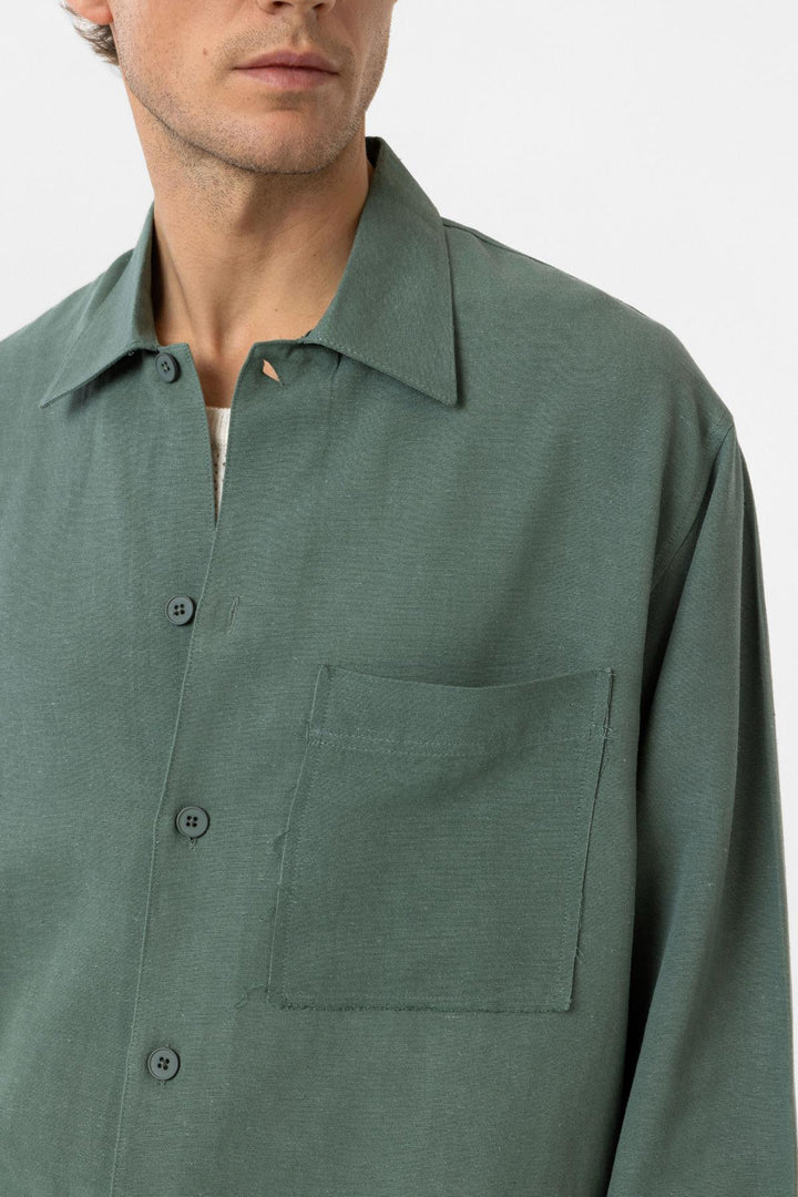 ANT Antioch Green Linen Blend Relaxed Fit Men's Shirt - Osimo
