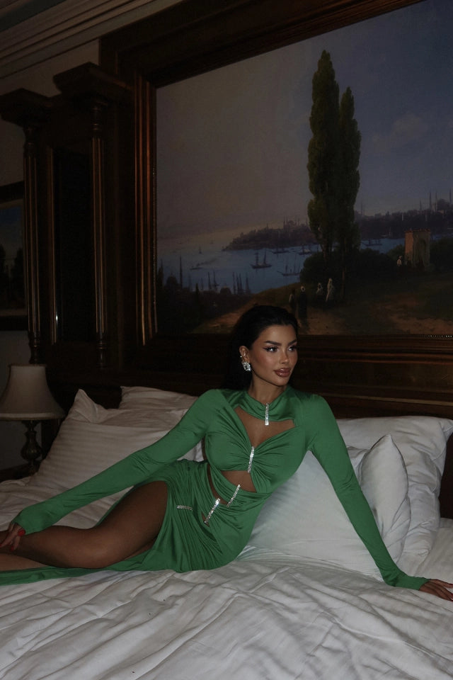 EYY Women Green Window Detail Long Dress - Olbia