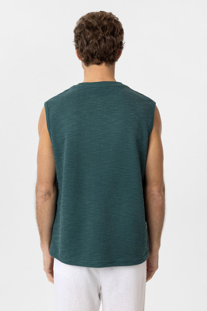 ANT Antioch Yeşil Regular Fit Dokulu Erkek Kolsuz T-Shirt - Löhne