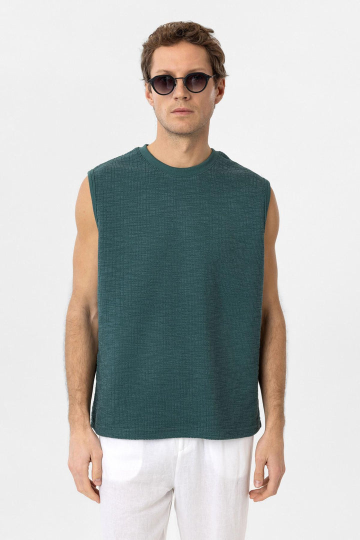 ANT Antioch Yeşil Regular Fit Dokulu Erkek Kolsuz T-Shirt - Löhne