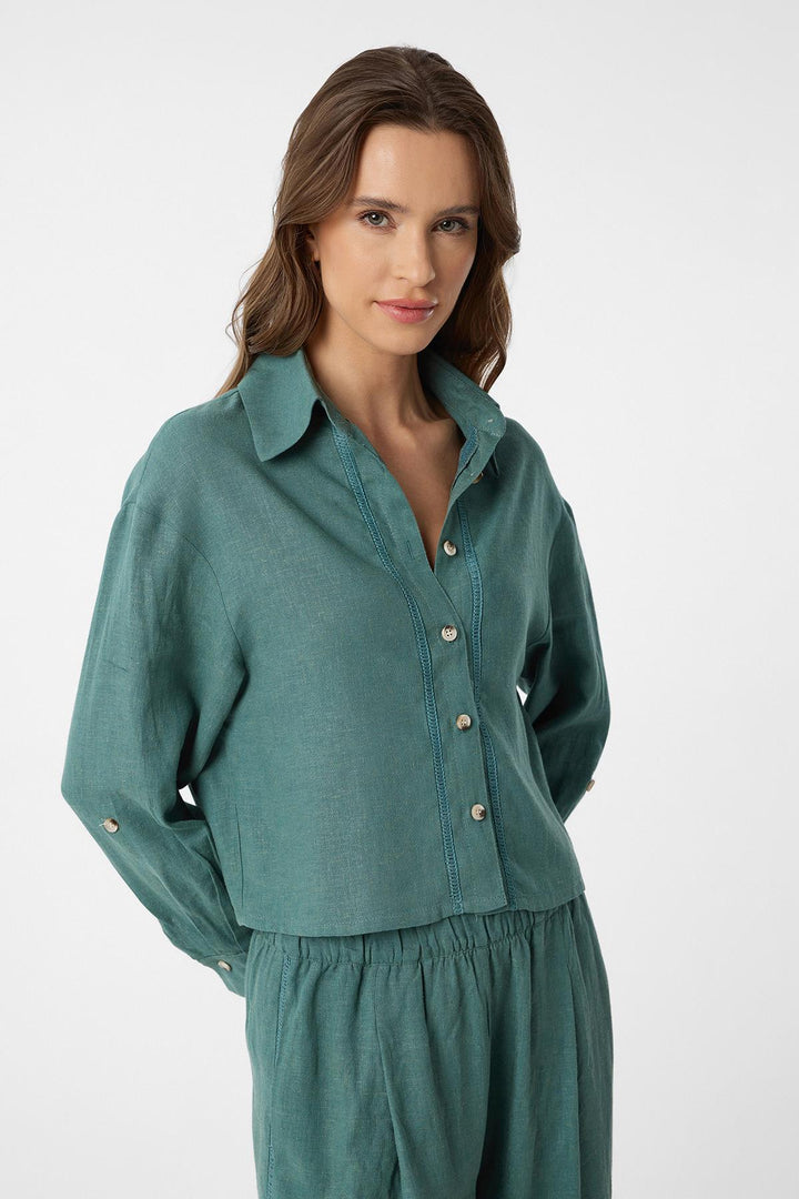 ANT Antioch Green Striped Women's Shirt - Melbourne