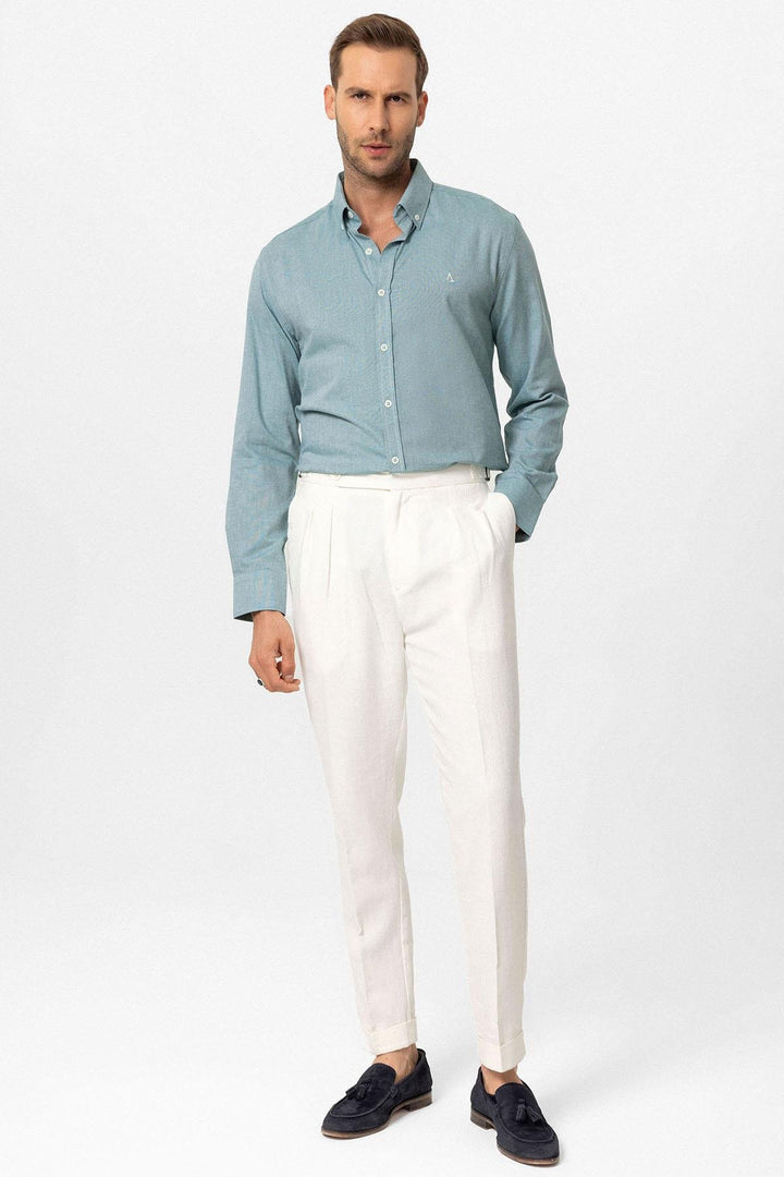 ANT Antioch Yeşil Yaka Düğmeli Slim Fit Erkek Gömlek - Langford Station