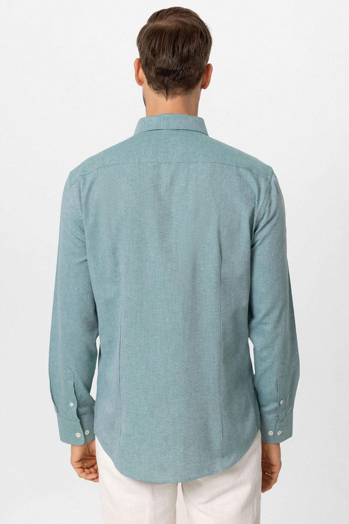 ANT Antioch Yeşil Yaka Düğmeli Slim Fit Erkek Gömlek - Langford Station