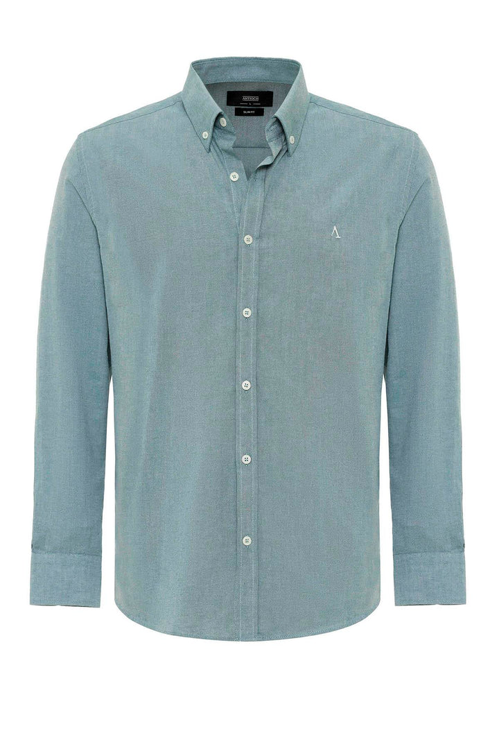 ANT Antioch Yeşil Yaka Düğmeli Slim Fit Erkek Gömlek - Langford Station