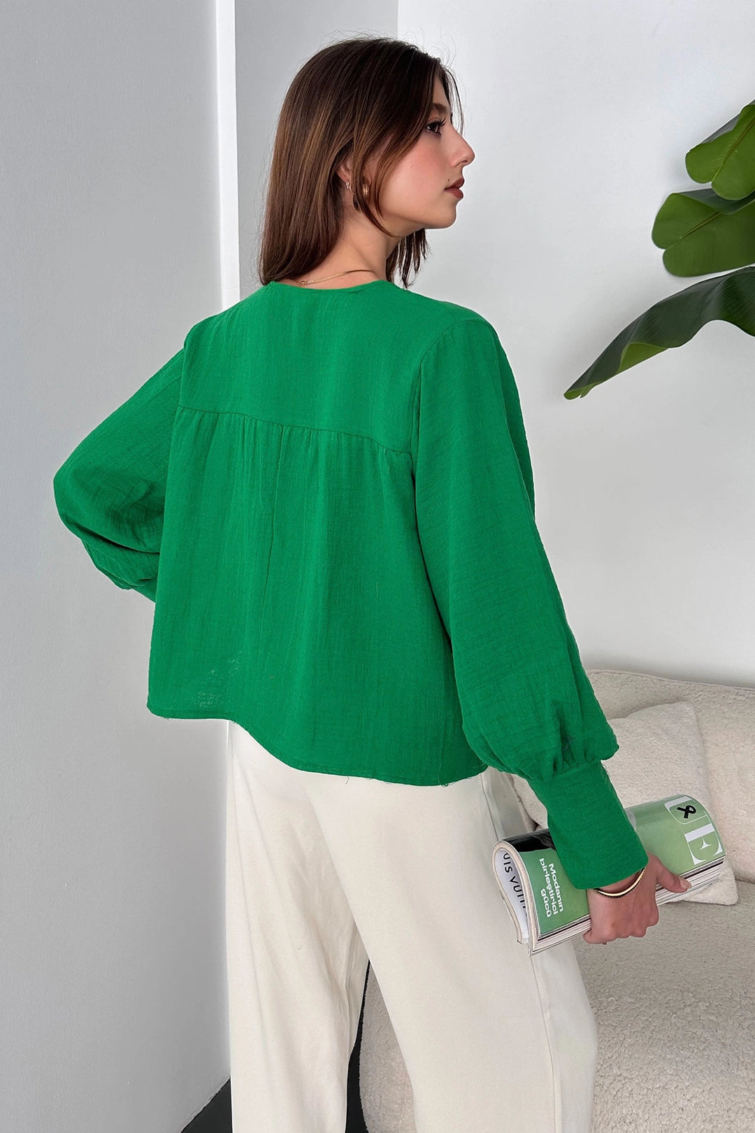 Green Collar Basic Crinkle Blouse BCDF-242107 - Binghamton