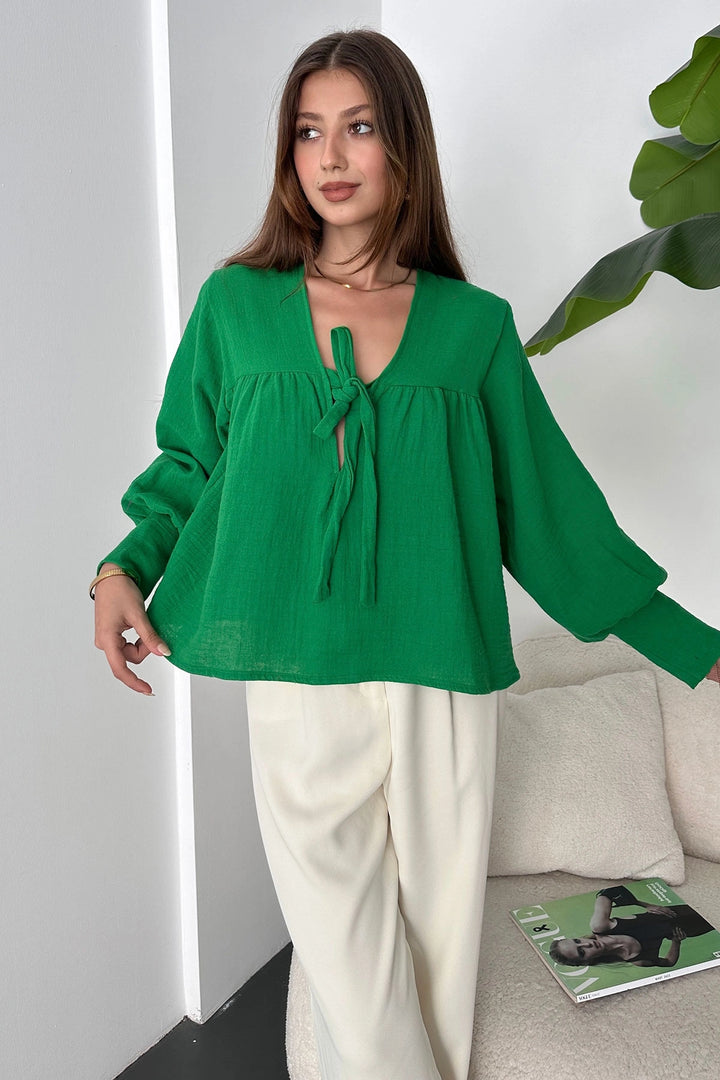 Green Collar Basic Crinkle Blouse BCDF-242107 - Binghamton
