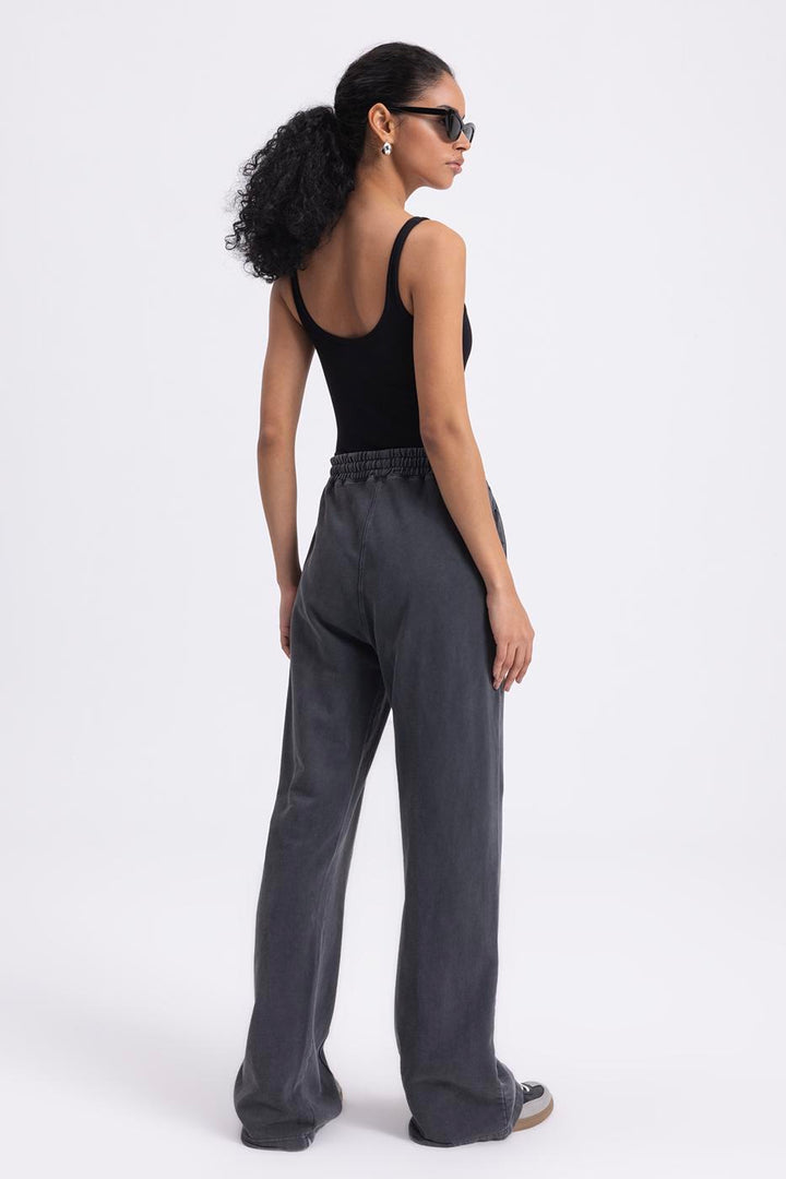 BSL Women Washed Rib Stitching Detailed Trousers - Leesburg