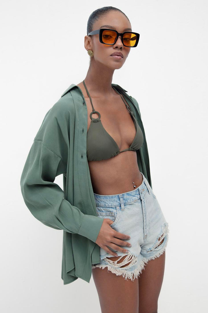 BSL Women Frayed Denim Mini Shorts - Lubny