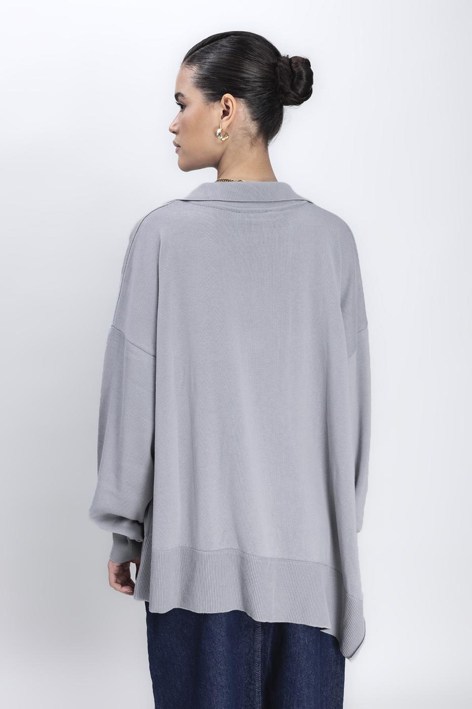 BSL Women Slit Detailed Oversized Pullover - Plasencia