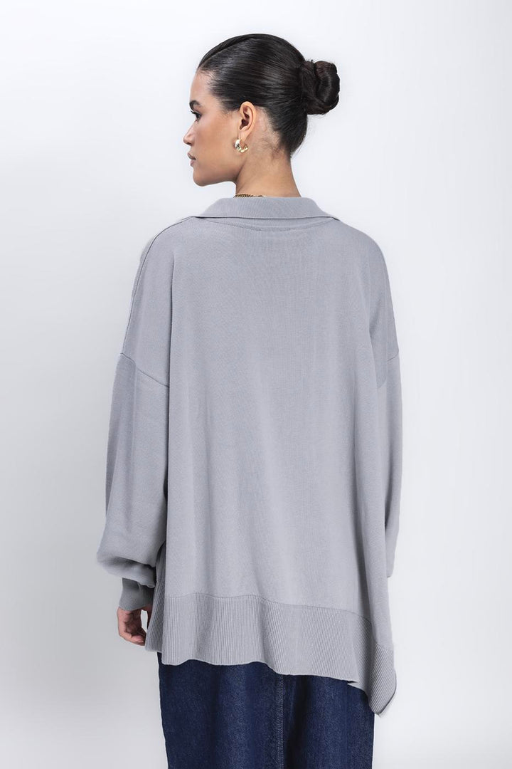 BSL Women Slit Detailed Oversized Pullover - Plasencia