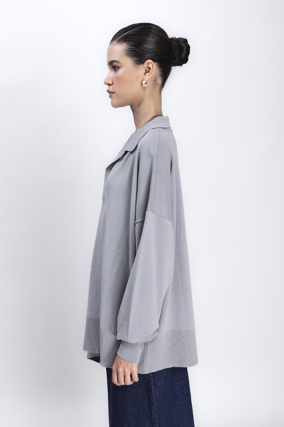 BSL Women Slit Detailed Oversized Pullover - Plasencia