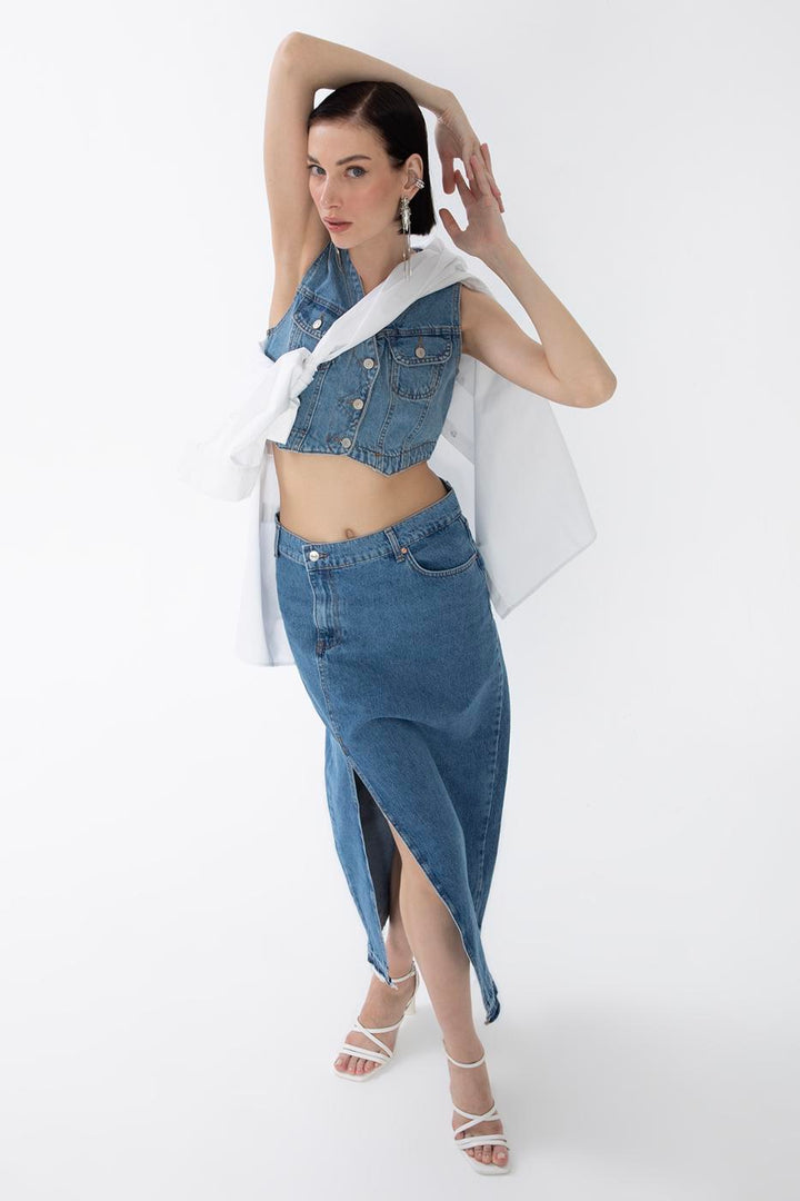 BSL Women Slitted Denim Skirt - Gahanna