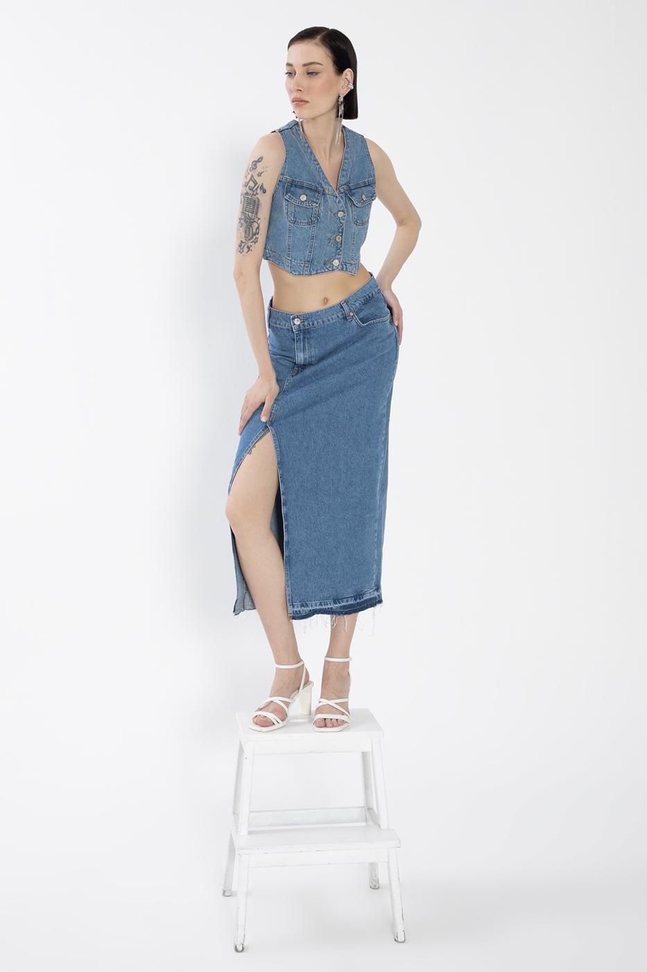 BSL Women Slitted Denim Skirt - Gahanna