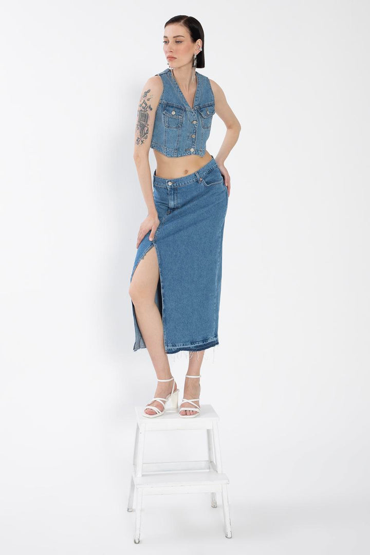 BSL Women Slitted Denim Skirt - Gahanna