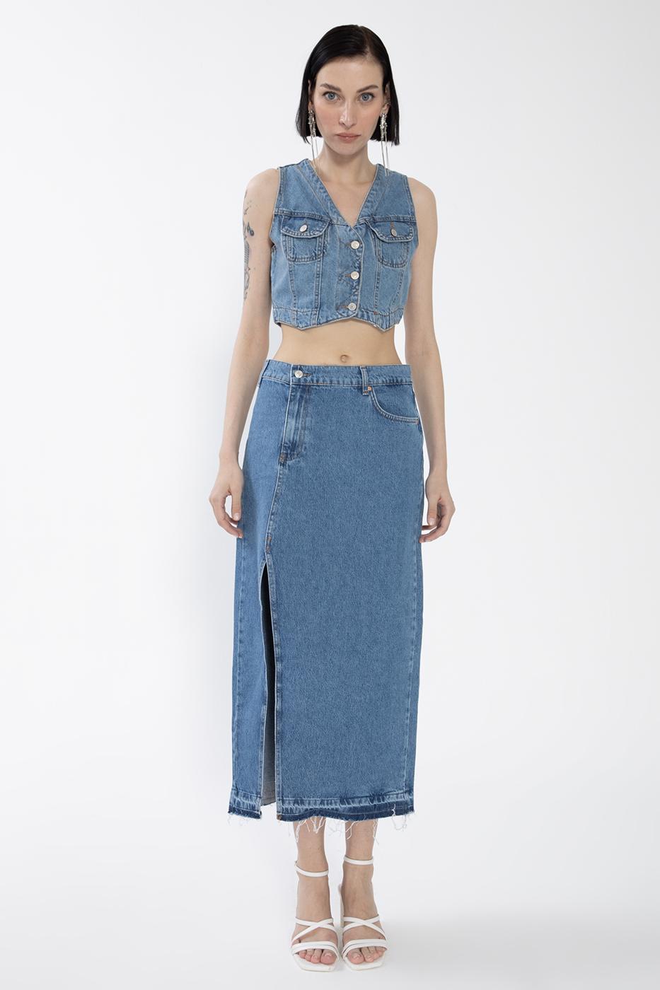BSL Women Slitted Denim Skirt - Gahanna