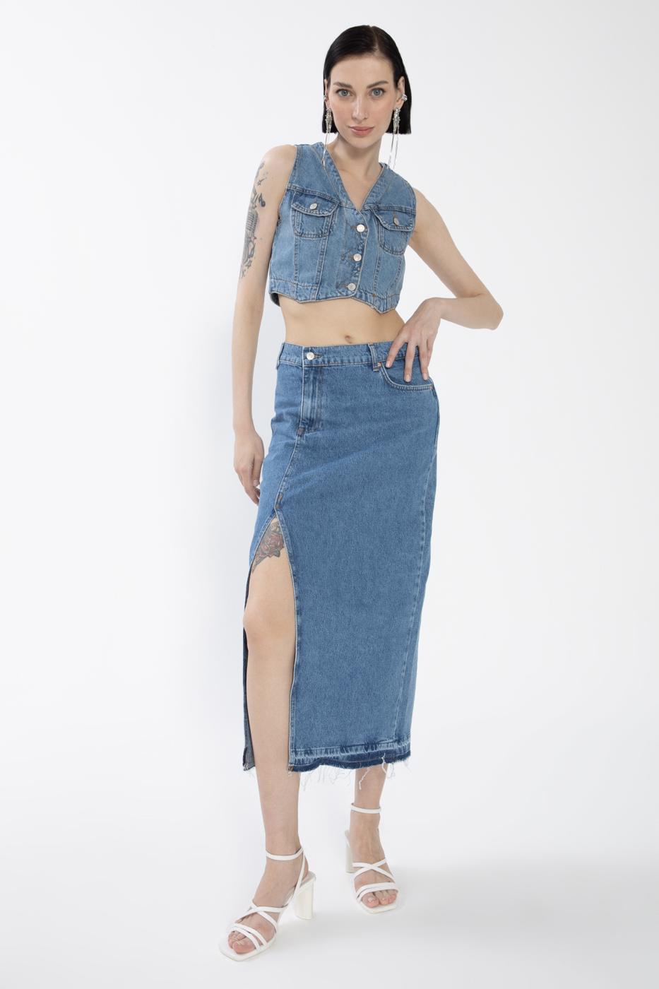 BSL Women Slitted Denim Skirt - Gahanna