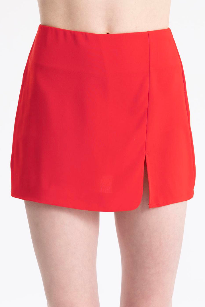 BSL Women Slitted Mini Shor Skirt - Antratsyt