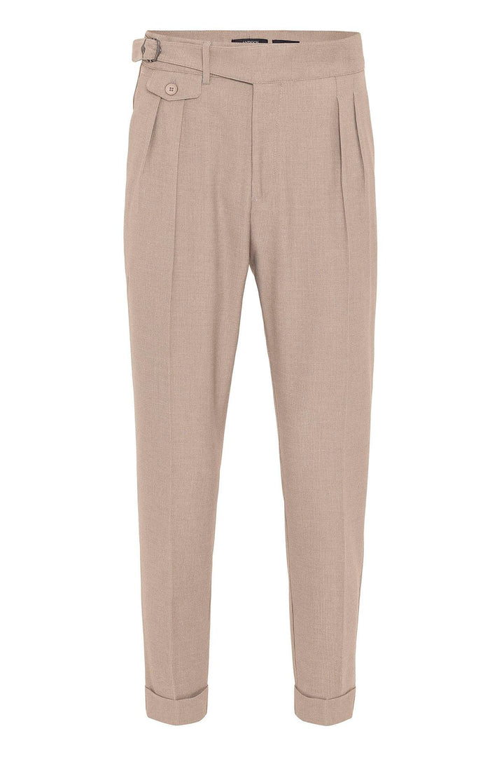 ANT High Waist (Boyfriend) Pleated Fabric Trousers With Buckle Belt - Temple