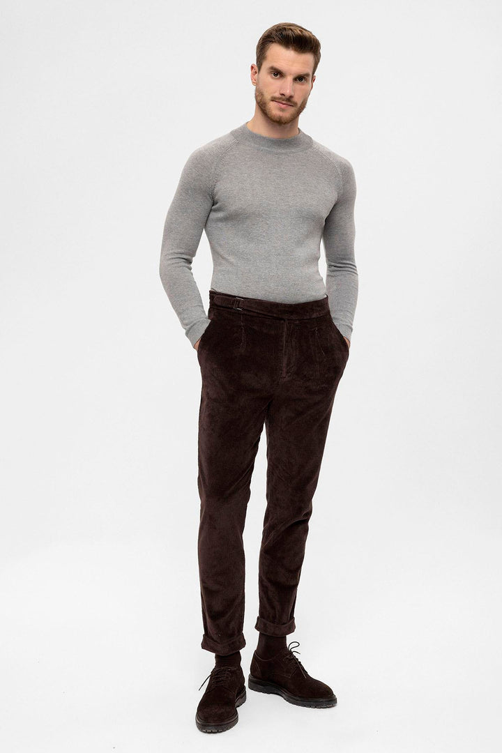 ANT High Waist Double Leg Velvet Men's Trousers - Casper