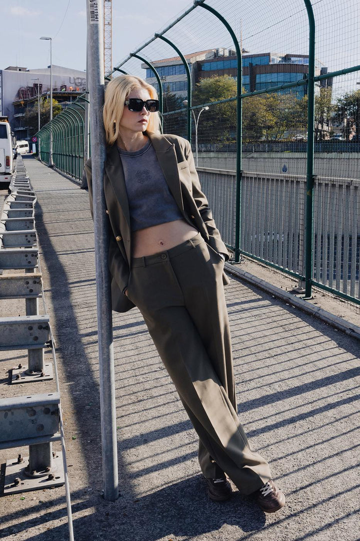 BSL Women High Waist Straight Cut Trousers - Benidorm
