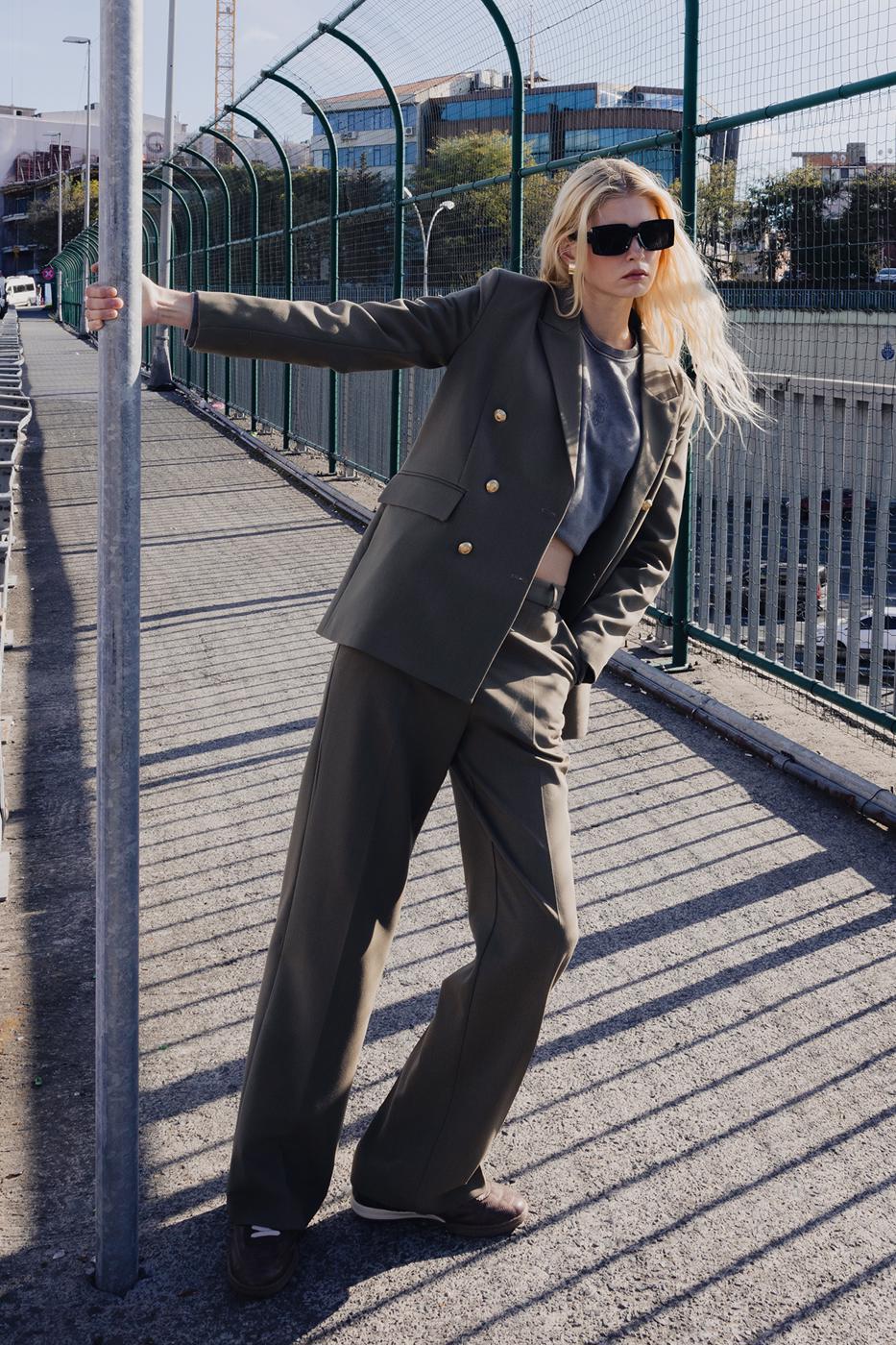 BSL Women High Waist Straight Cut Trousers - Benidorm