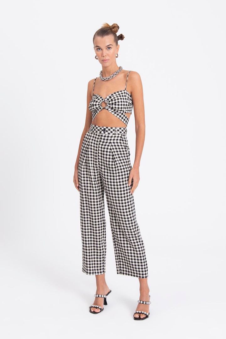 BSL Women High rise plaid baggy pants - Marlboro