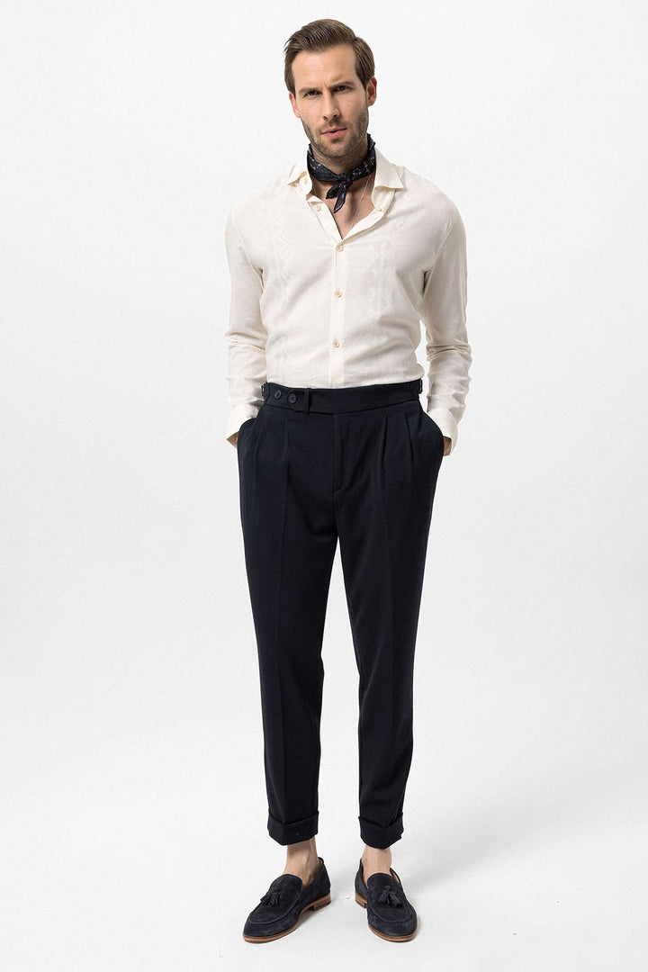 ANT High Waist Pleated Carrot Fit Men's Trousers - Catanzaro