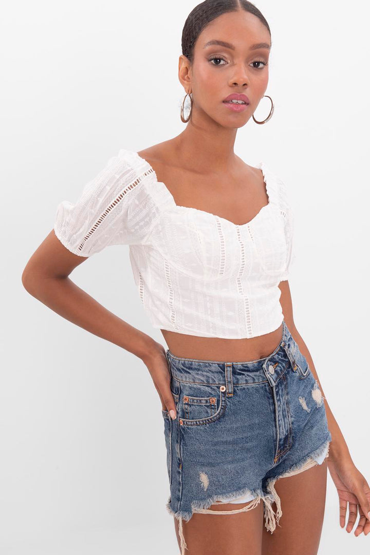 BSL Women High rise fray denim short - Erie
