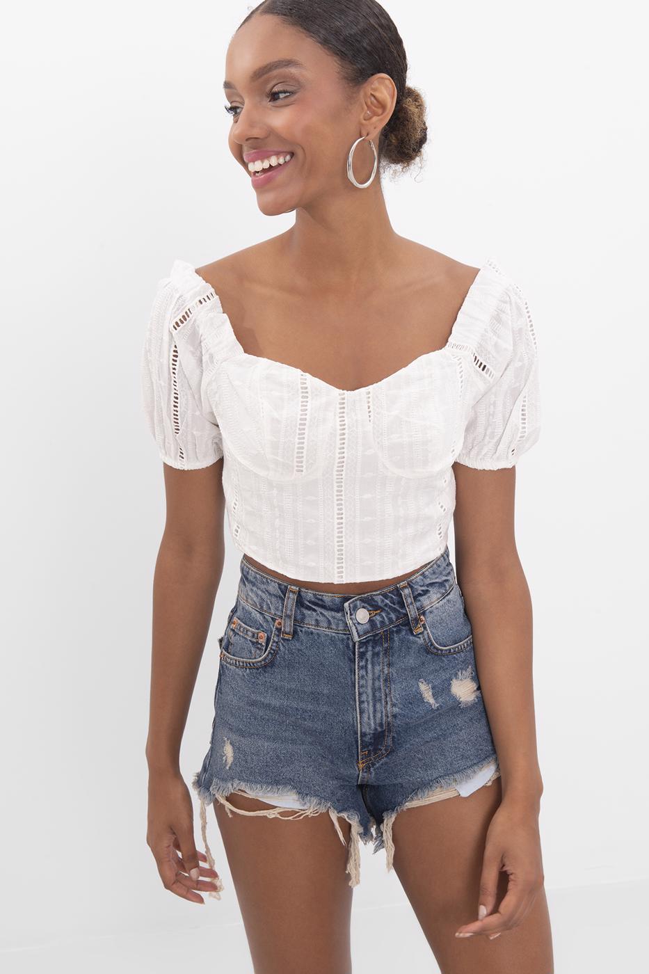 BSL Women High rise fray denim short - Erie