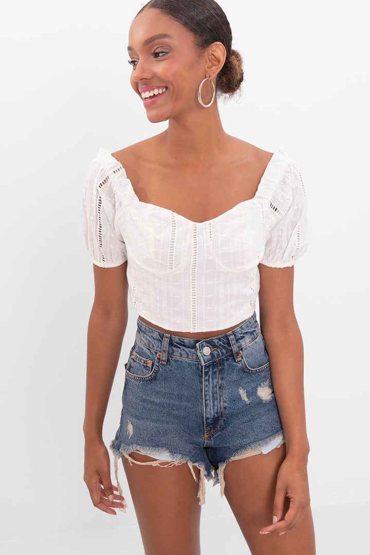 BSL Women High rise fray denim short - Erie