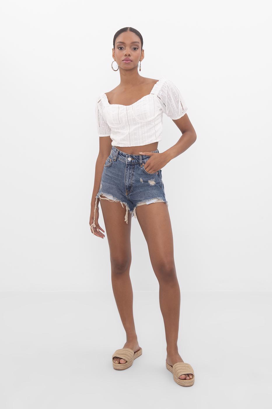 BSL Women High rise fray denim short - Erie