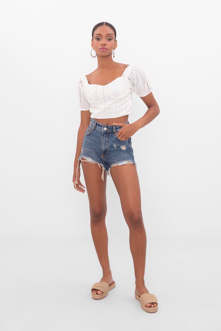 BSL Women High rise fray denim short - Erie