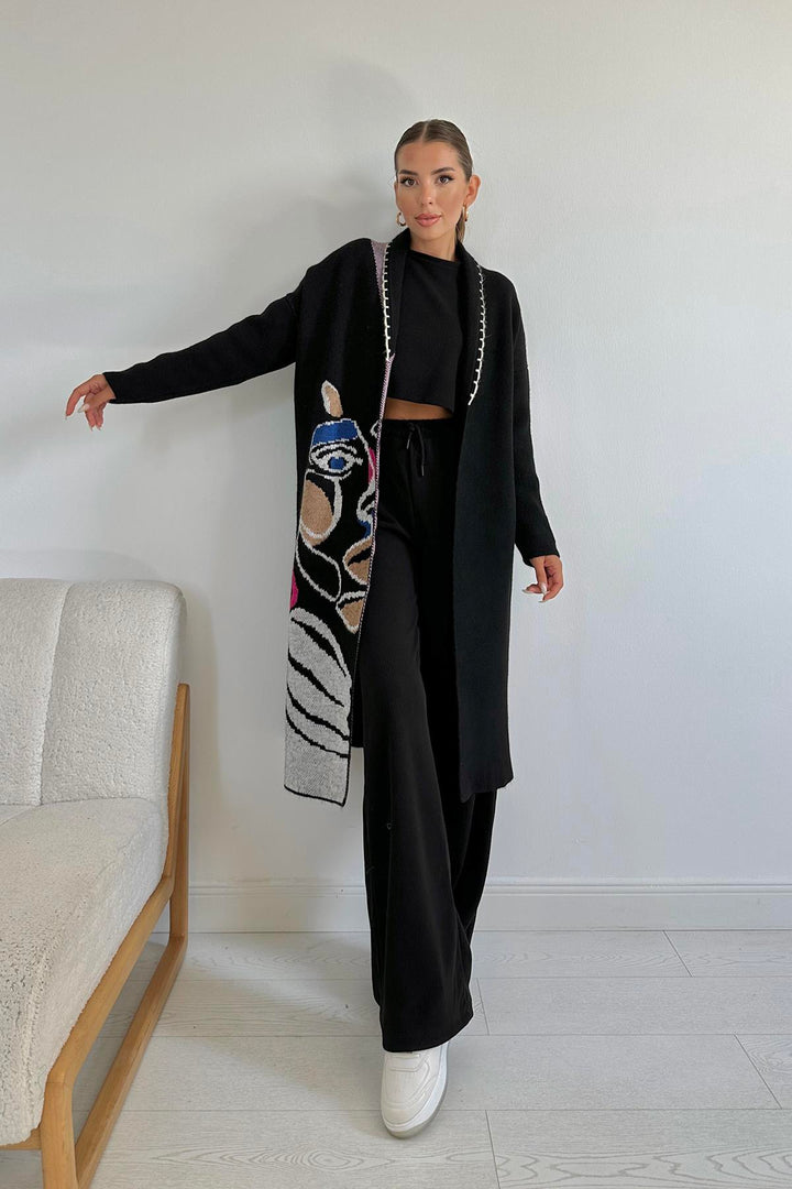 ELS Patterned Cardigan - Black - San Antonio Abad