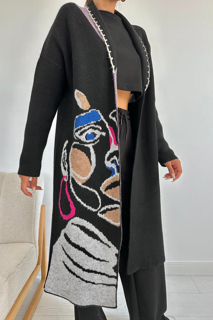 ELS Patterned Cardigan - Black - San Antonio Abad