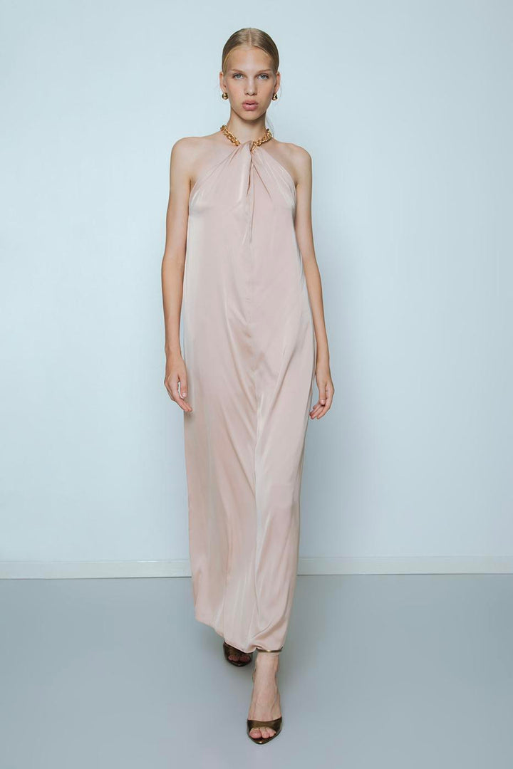 BSL Women Chain Detailed Satin Maxi Dress - Ciudad de Atlixco