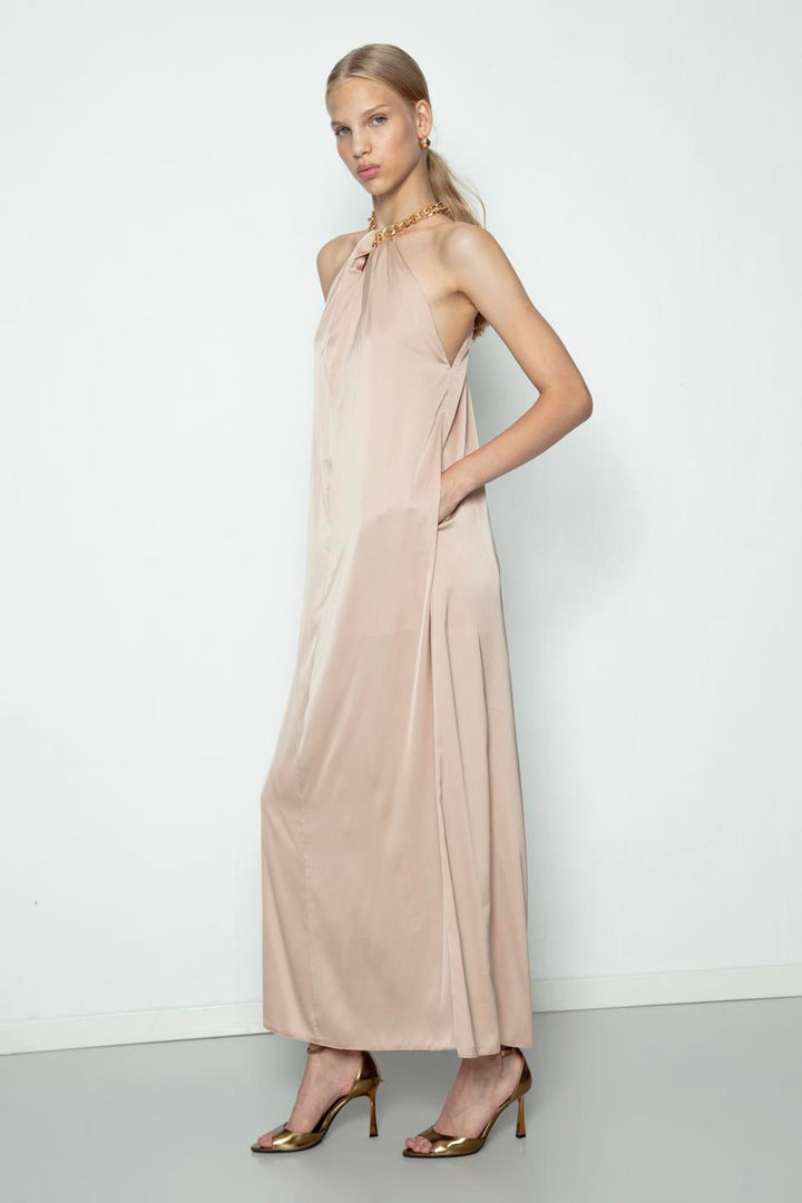 BSL Women Chain Detailed Satin Maxi Dress - Ciudad de Atlixco