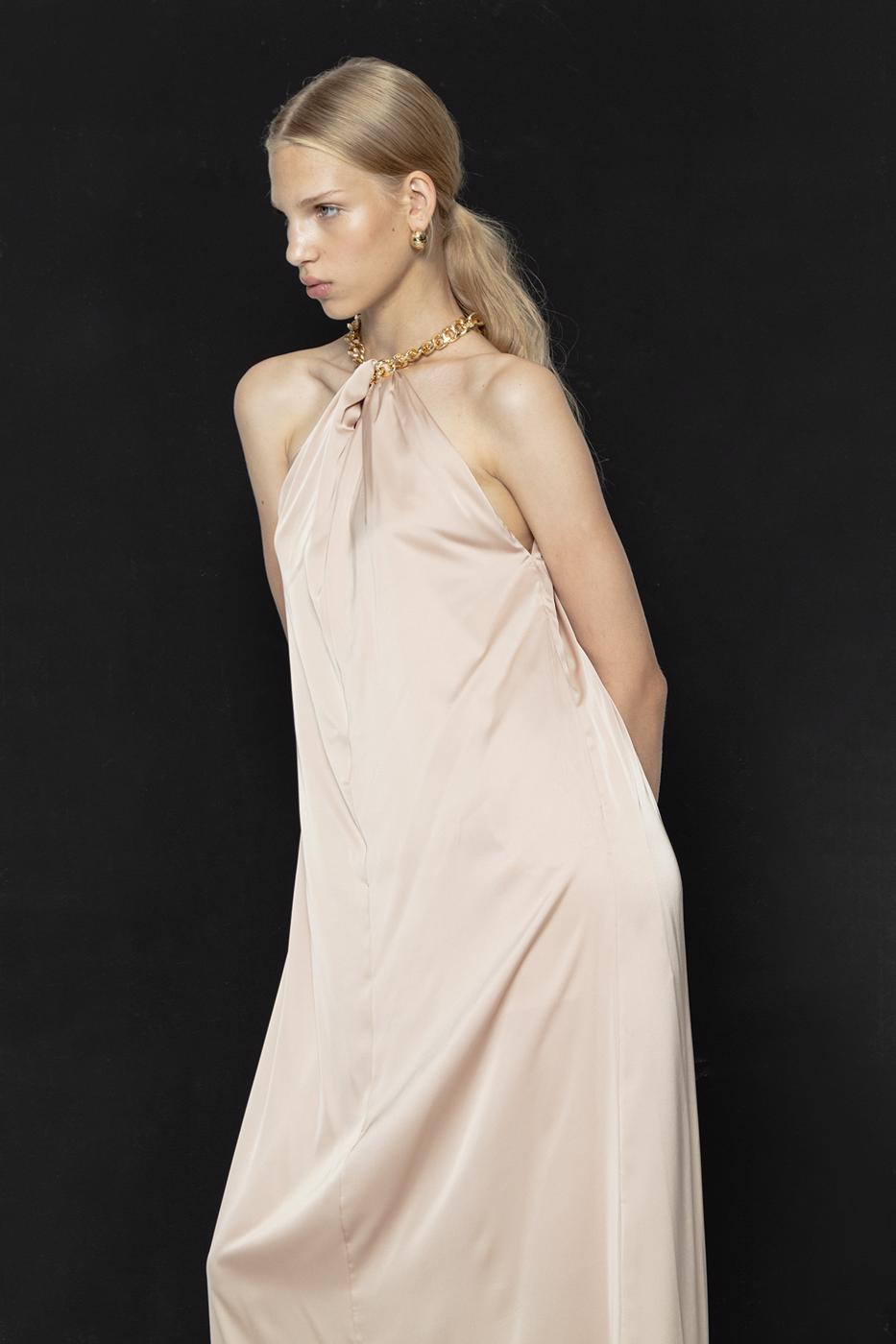 BSL Women Chain Detailed Satin Maxi Dress - Ciudad de Atlixco