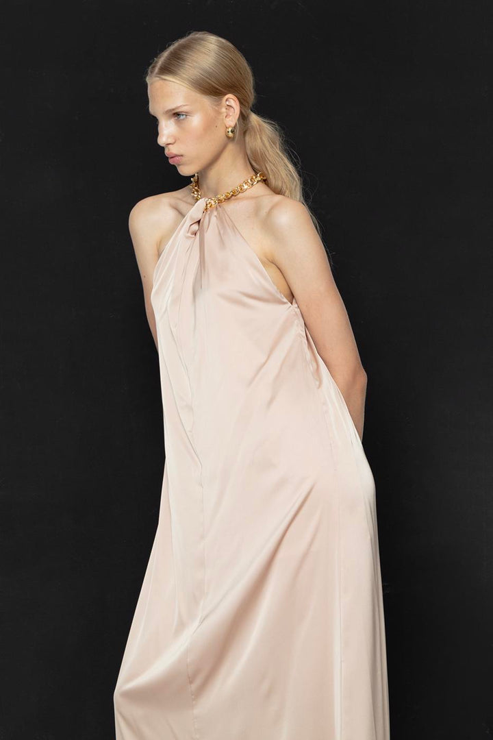 BSL Women Chain Detailed Satin Maxi Dress - Ciudad de Atlixco