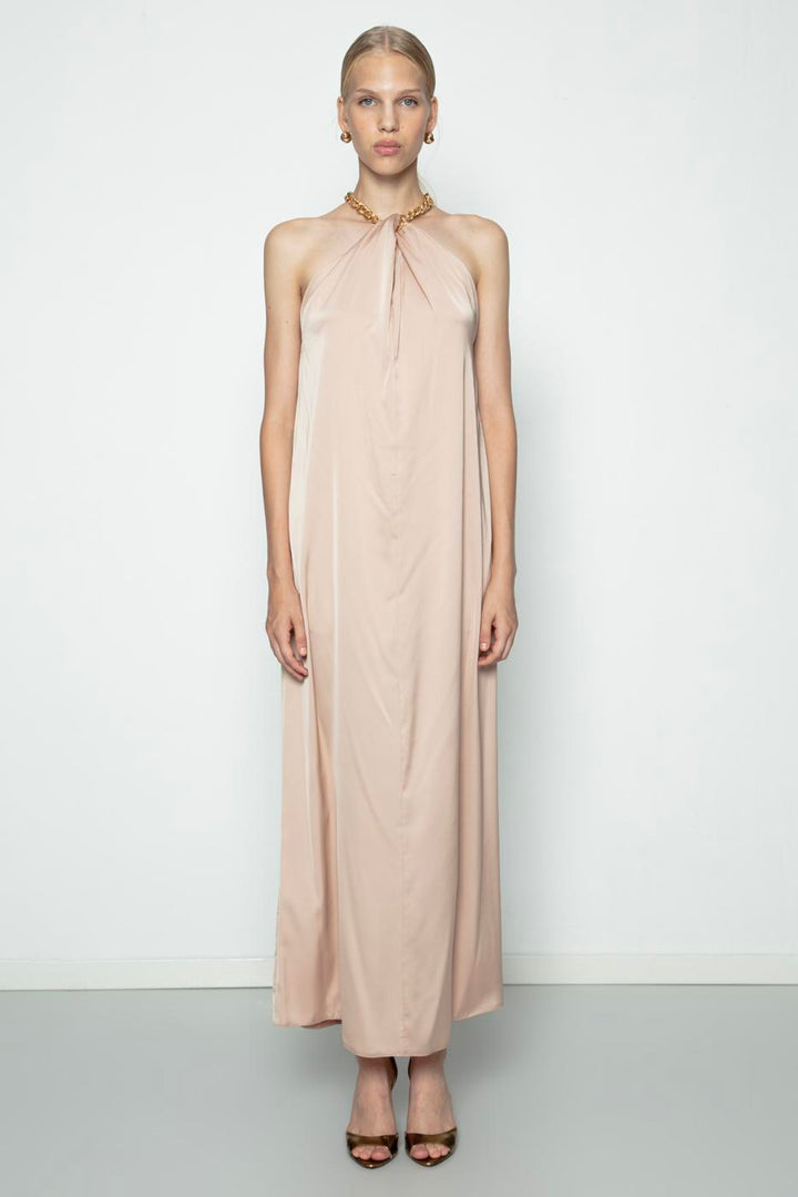 BSL Women Chain Detailed Satin Maxi Dress - Ciudad de Atlixco