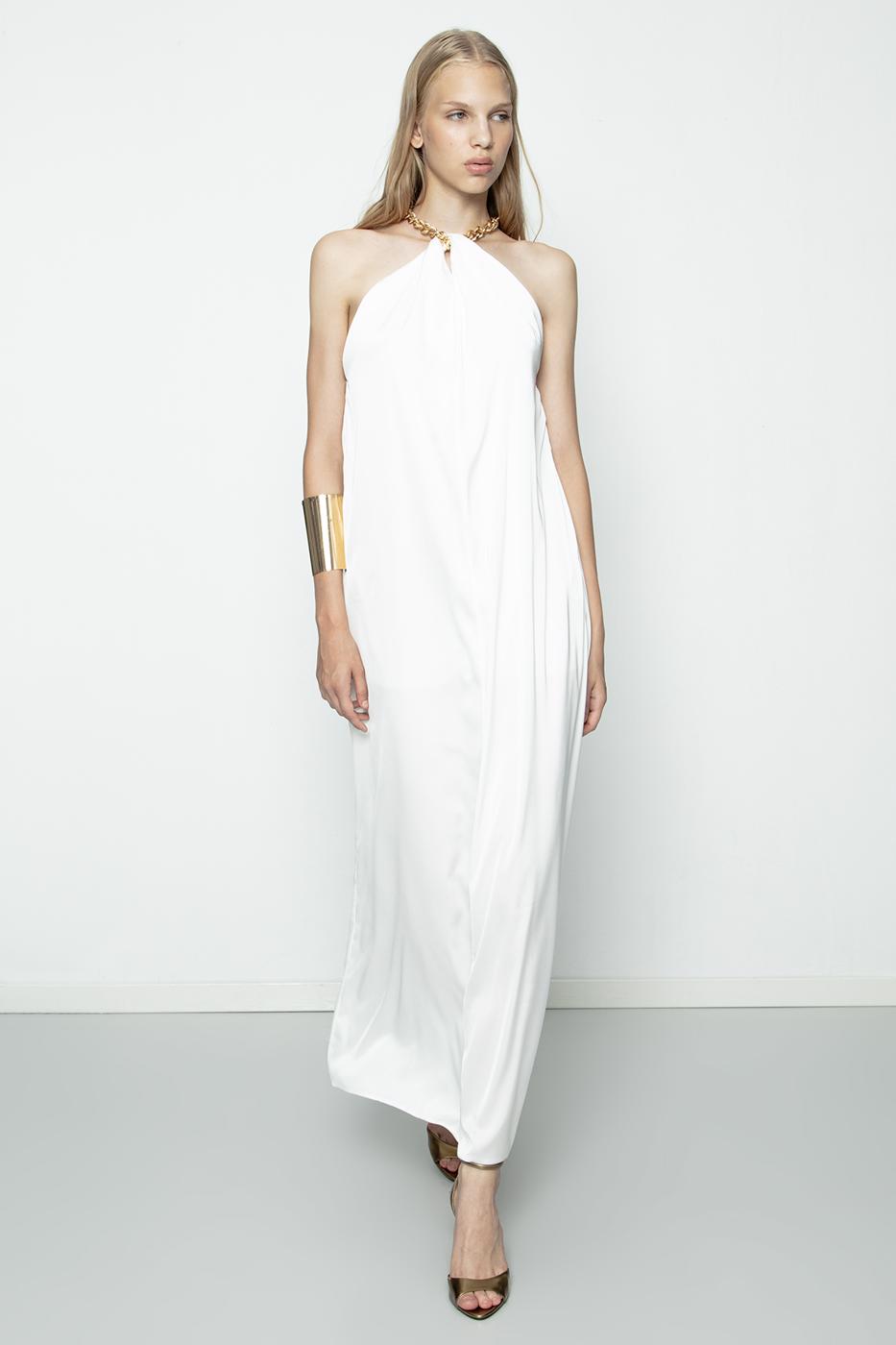 BSL Women Chain Detailed Satin Maxi Dress - Chicago